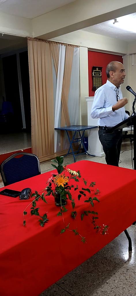 Businessman Wayne Chen addressing the gathering at the Breakfast For Men event held at Boulevard Baptist Church in St Andrew on Saturday, January 31.