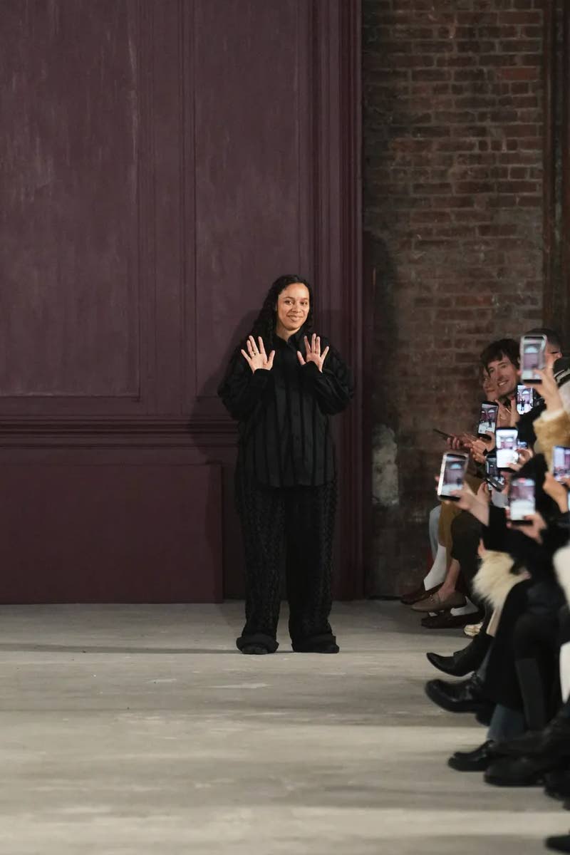 Diotima founder and creative director Rachel Scott makes the curtain call at the unveiling of her fall 2026 ready-to-wear collection on the closing day of New York Fashion Week.