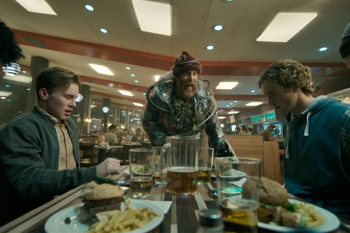 This image released by Briarcliff Entertainment shows Sam Rockwell (centre) in a scene from ‘Good Luck, Have Fun, Don’t Die’.