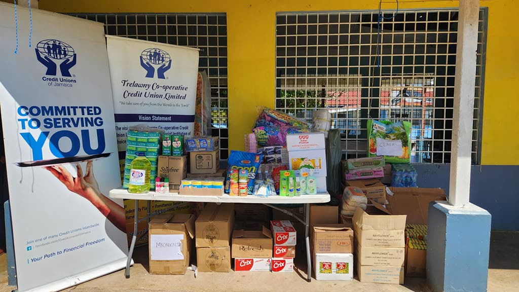 Goods donated to the Granville Girls’ Home in Trelawny by the Trelawny Co-operative Credit Union. The handover was made by General Manager Robert Howell.