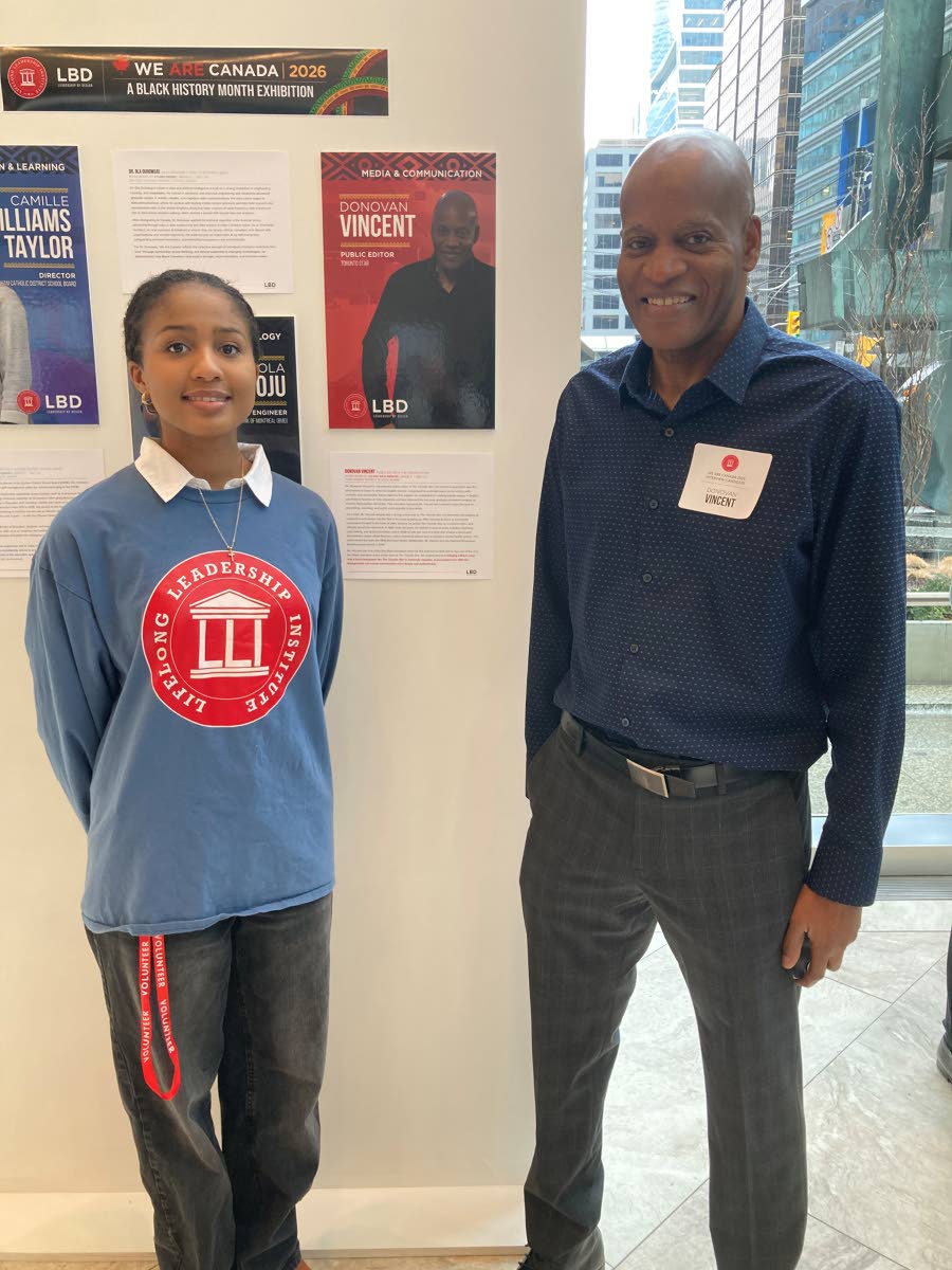 Dayna Ince-Mercer, a grade-11 student in the York Region District School Board, with Donovan Vincent, public editor of the Toronto Star.