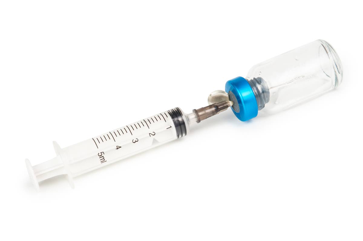 Medical syringe and medicine.