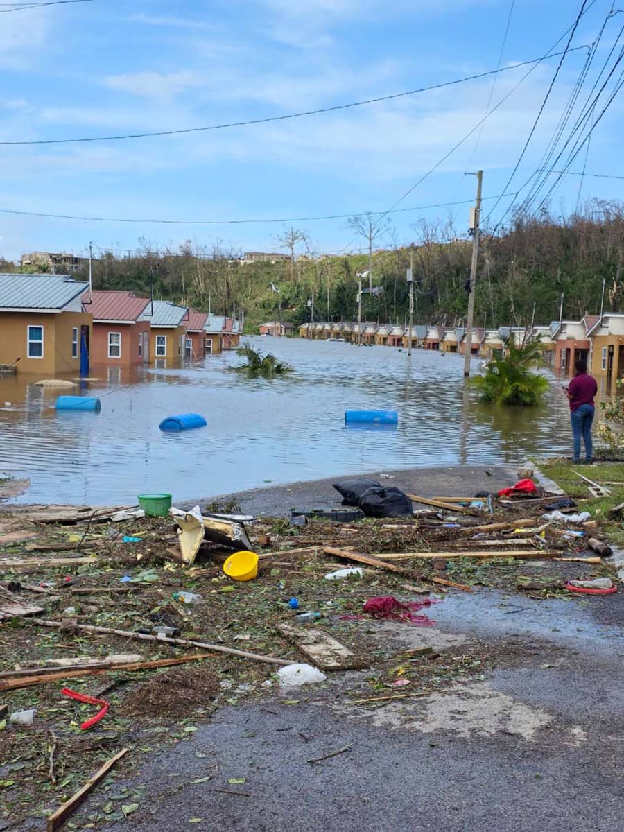 A section of Estuary in St James was seen flooded on the Wednesday afternoon after the passage of Category 5 Hurricane Melissa. It was unclear if the houses were occupied.