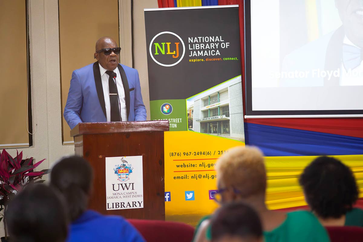 Senator Professor Floyd Morris, director of the Centre for Disability Studies, UWI, Mona, during his keynote address at the JAMLIN JSL training programme launch at The University of the West Indies, Mona, on March 2.