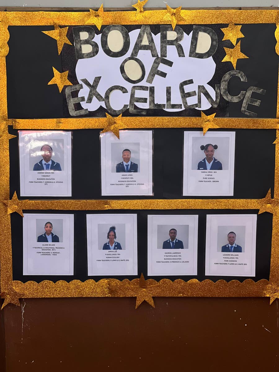 Discovery Bay High School’s ‘board of excellence,’ showcasing its selected grade nine students who have excelled academically.