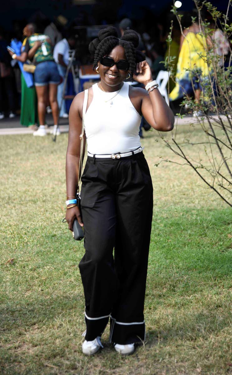 Mixing cute with comfort, Sue-Ann Robinson-Hall is festival ready.