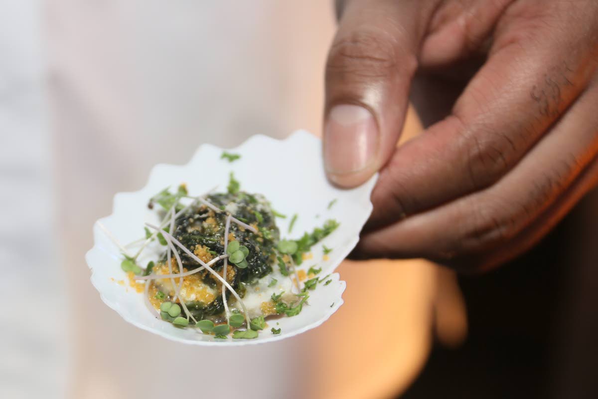 The ‘yard mon’ oysters by Chef Scotley Innis.