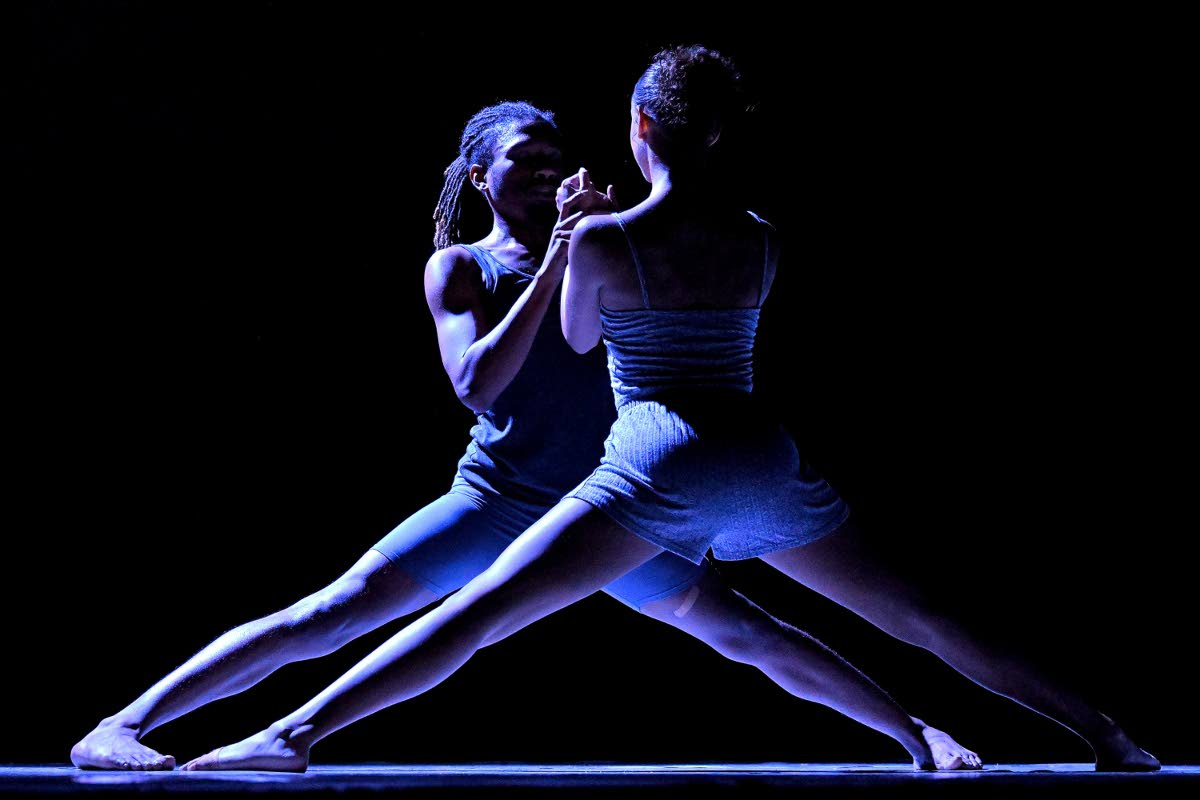 A captivating moment with Matthew Johnson and Raina Vaz in ‘Baby Mama’, choreographed by CDT Artistic Director Dr Sade Bully Bell.