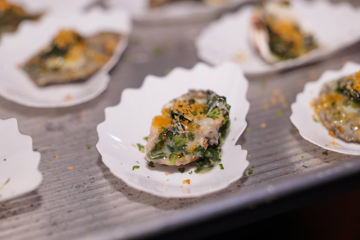 The ‘yard mon’ oyster blends callaloo and Scotch bonnet pepper. 