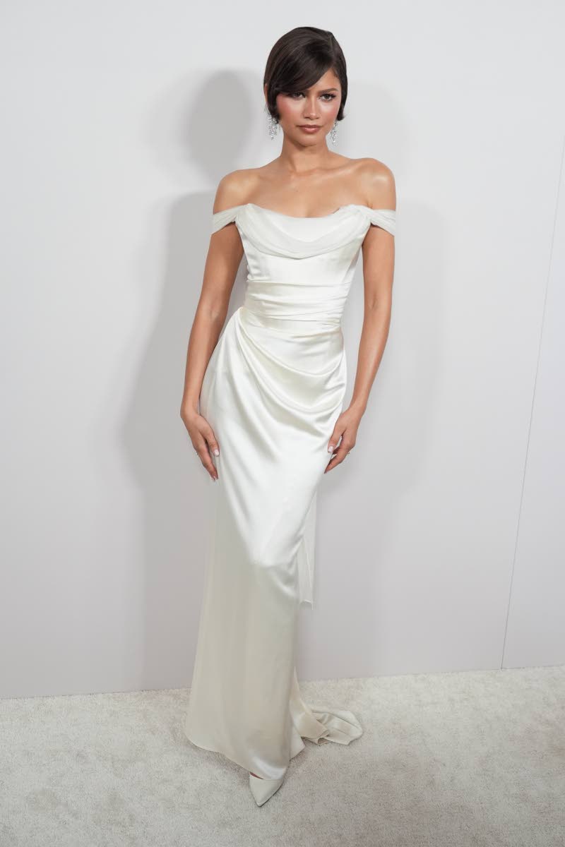 Zendaya gives us ‘something old’, rewearing her 2015 Oscars Vivienne Westwood dress to the LA premiere of ‘The Drama’. 