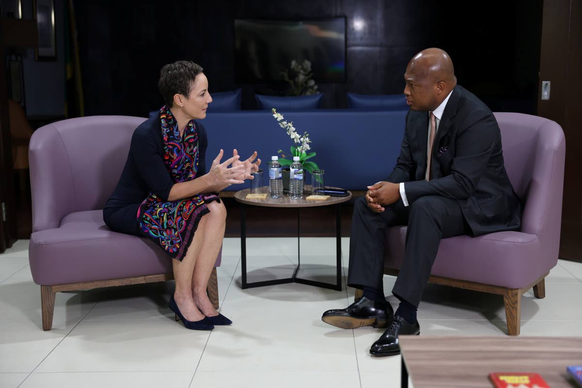 Senator Kamina Johnson Smith, Minister of Foreign Affairs and Foreign Trade, in discussion with Samuel Okudzeto Ablakwa, Ghana’s Minister of Foreign Affairs, during his official visit to Jamaica on January 24, 2026. (Contributed photo)