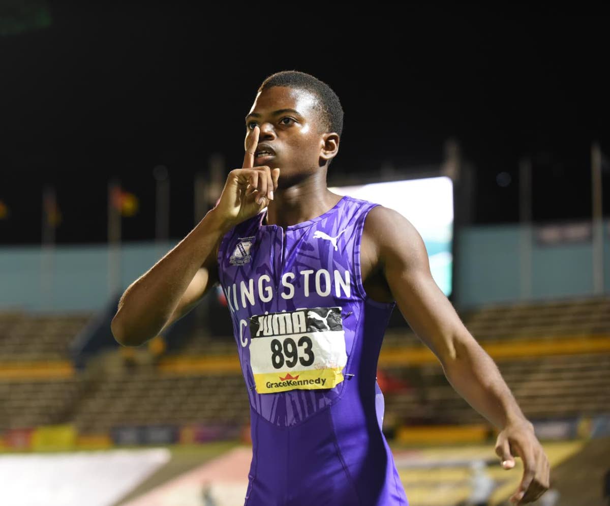 Jason Pitter of Kingston College smashed the boys’ Class Two 400m record with a 45.76-second run, moving into third on Jamaica’s U18 all-time list behind Christopher Taylor and Usain Bolt, at the ISSA/GraceKennedy Boys and Girls Athletics Championships