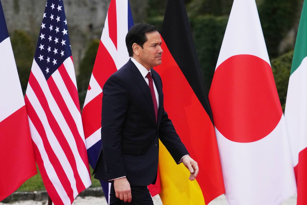 United States Secretary of State Marco Rubio arrives at the G7 Foreign Ministers' meeting with partner countries in Cernay-la-Ville outside Paris, France on March 27, 2026. (AP Photo/Michel Euler, Pool)