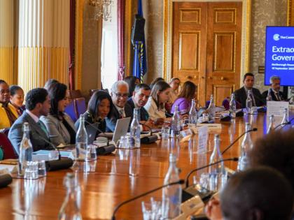 High commissioners of Commonwealth member states are seen deliberating at an extraordinary meeting of the board of governors on September 10.