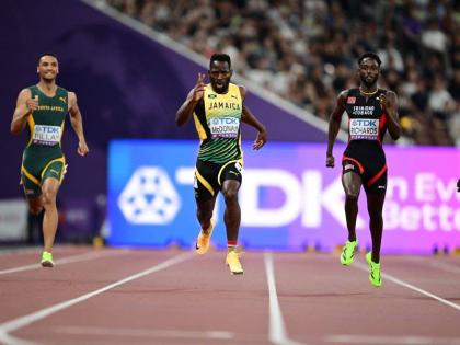 Rusheen ‘Big Boy’ McDonald (centre) competing in the men's 400m at the Tokyo World Athletics Championships.