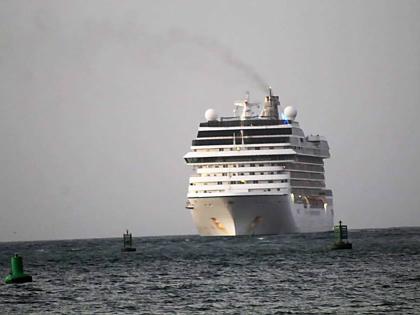 Norwegian Cruise Line vessel docked in Falmouth.