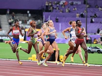 Natoya Goule-Toppin (second left) of Jamaica competing in heat one of the women’s 800-metre semi-finals on day seven of the World Athletics Championships in Tokyo, Japan. Goule-Toppin finished fifth in 1:59.58 and did not advance to the final.