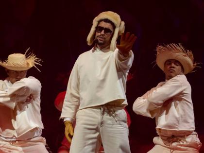 Bad Bunny performs during the final concert of his summer residency in his homeland at the Coliseo de Puerto Rico Jose Miguel Agrelot, in San Juan, Puerto Rico, on Saturday.