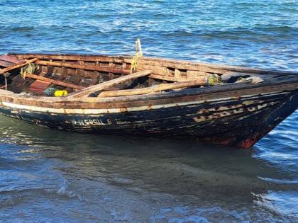 The 20-foot boat on which the latest batch of Haitians arrived in Portland. 