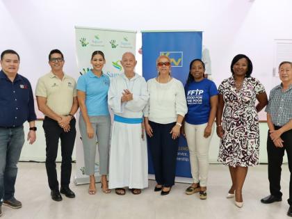Father Richard Ho Lung (fourth left), founder of Father Ho Lung and Friends (FHF) Foundation, flanked by sponsors at the launch of the FHF Foundation’s 25th Jubilee Year of Hope gala production, Jesus 2025, held on September 5. Sagicor Foundation Jamaica