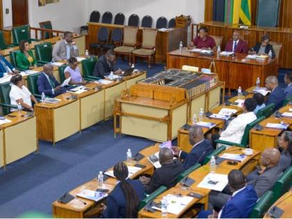 Speaker of the House of Representatives Juliet Holness, Chief Hansard Reporter Carl Bryan (centre), and Clerk to the Houses of Parliament Colleen Lowe at the opening ceremony for orientation of members of parliament.