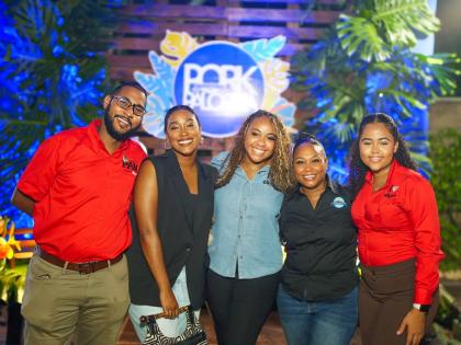 CB Food team members enjoying the vibes at the launch of the Jamaica Food and Drink Festival are (from left); Dejaughn Trowers, marketing assistant, Nicole Hall, senior manager, commercial marketing, Lisanne Bewry, assistant trade marketing manager, Samant