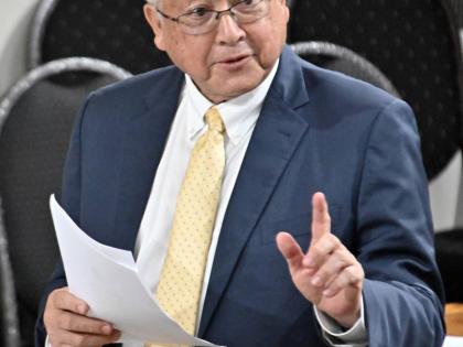 Delroy Chuck, minister of justice and constitutional affairs, addressing the House of Representatives yesterday.