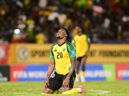 Reggae Boy Renaldo Cephas looks to the heavens after one of many attempts on goal during Jamaica’s World Cup Qualifier against Bermuda at the National Stadium on Tuesday night. Cephas had two assists in the 4-0 rout. 