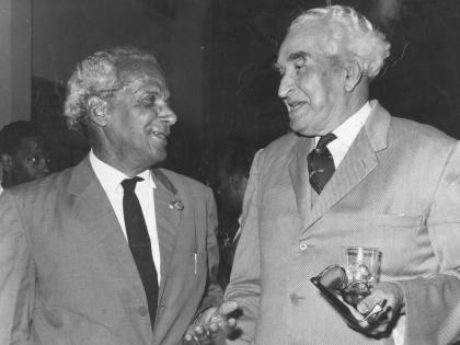 The two famous cousins, Sir Alexander Bustamante (right) and Norman Manley, in a photograph taken at the Jamaica Broadcasting Corporation’s building in Kingston in 1969. 