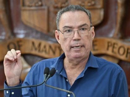 Daryl Vaz, energy and transport minister, speaks at a special press briefing on Tropical Storm Melissa, at Jamaica House on Thursday.