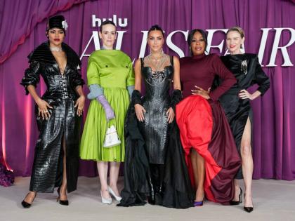 The star-studded ‘All’s Fair’ cast strikes their best pose for the camera. From left: Teyana Taylor, Sarah Paulson, Kim Kardashian, Niecy Nash, and Naomi Watts, at the London premiere on Wednesday.
