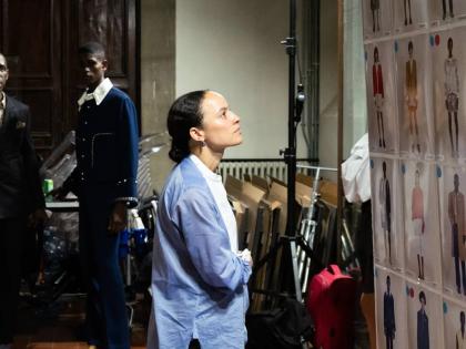 Contributed 
Designer Grace Wales Bonner photographed backstage her Pitti Uomo show in Florence, Italy, in June 2022, by ‘New York Times’ photog Clara Vannucci, as SAINT chief executive officer Deiwght Peters (left) and SAINT model Aakesh Henderson loo