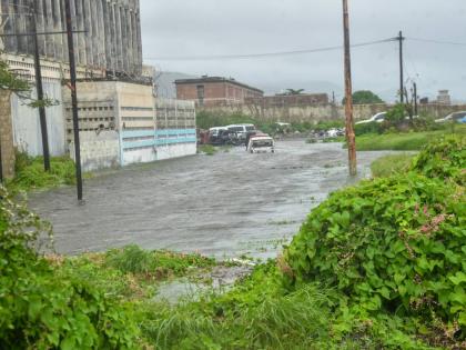 A section of the roadway in the vicinity of the Tower Street Adult Correctional Facility in Kingston was flooded as Hurricane Melissa dumped rain on Jamaica on October 28 2025.