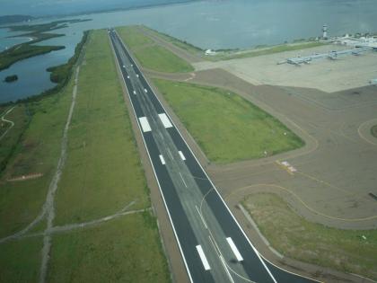 The runway at the Norman Manley International Airport in Kingston.