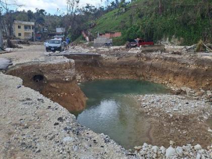 The Chelsea bridge in St James, which was severely damaged during the recent passage of Hurricane Melissa. 