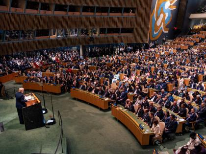 President Donald Trump addresses the 80th session of the United Nations General Assembly.