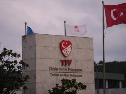 A Turkish flag waves at the Turkish Football Federation headquarters, in Istanbul, Turkey, Wednesday, November 12, 2025. (AP Photo/Francisco Seco)