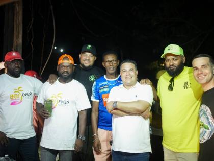The Best Weekend Ever Foundation team wraps up a full day of giving back in St Ann on Saturday, November 8. From left: Director Jywanza Hall; CEO Dwayne Dacres; Director Andrew Bellamy; Dallas Dickerson; Member of Parliament for North East St Ann, Matthew 