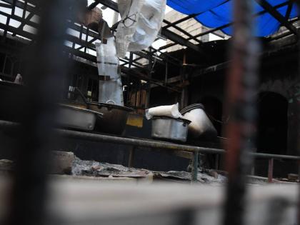 Inside the damaged Howie’s ‘100 Pot’ restaurant.