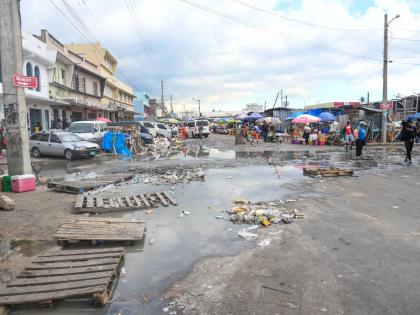Sewage overflow in a section of downtown Kingston on November 21, 2025.