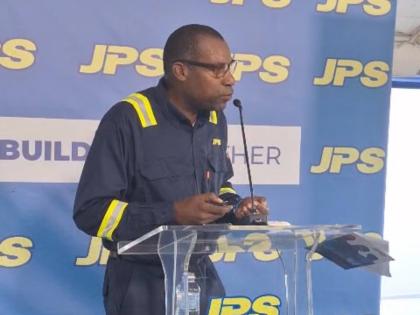 Jamaica Public Service President and CEO Hugh Grant speaking at a media briefing in Negril, Westmoreland on November 23, 2025.