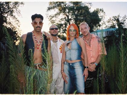 Major Lazer musical group (from left) Ape Drums, Walshy Fire, America Foster and Diplo.