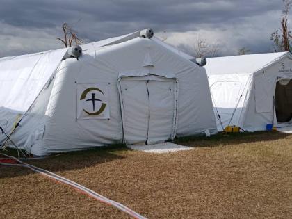 A section of the field hospital established at Black River High School by Samaritan’s Purse. 