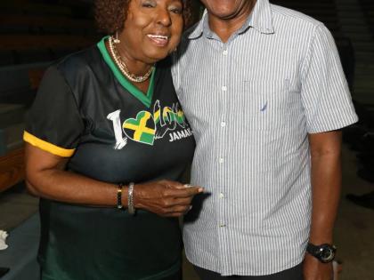 Pairing up for a photo at the I Love Jamaica telethon and virtual concert are Minister of Culture, Gender, Entertainment and Sport Olivia Grange and Lenford Salmon, executive director of the Jamaica Cultural Development Commission.