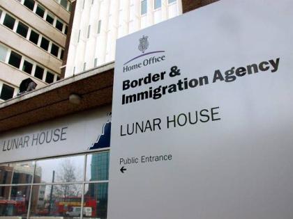 Old sign for the UK Border and Immigration Agency (now Border Agency) at the entrance to Home Office, Lunar House, Croydon. Image shot 2007. Exact date unknown.
