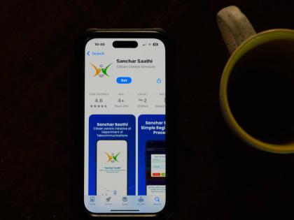 An Indian government-run cybersecurity app "Sanchar Saathi" is seen on a mobile phone in New Delhi, India on December 2, 2025. 
