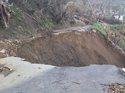 A breakaway along the Spring Mount road in St James that was caused by the passage of Hurricane Melissa.