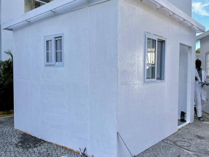 One of the  60 homes built by S Hotel Montego in 30 days for families displaced by Hurricane Melissa.