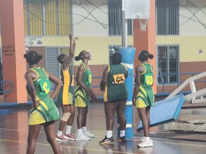Action from Wednesday’s ISSA rural schoolgirls senior quarter-final netball game between Mile Gully High and Green Pond High at GC Foster College. Mile Gully won 48-19.