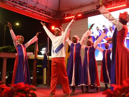 Denham Town Dance Academy performs at the annual Christmas Tree-lighting ceremony at the St William Grant Park in Kingston.